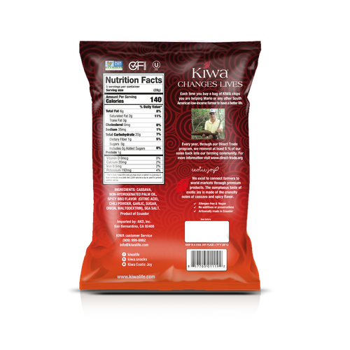 KIWA CASSAVA SPICY BBQ CHIPS - PACK 5OZ X 4U