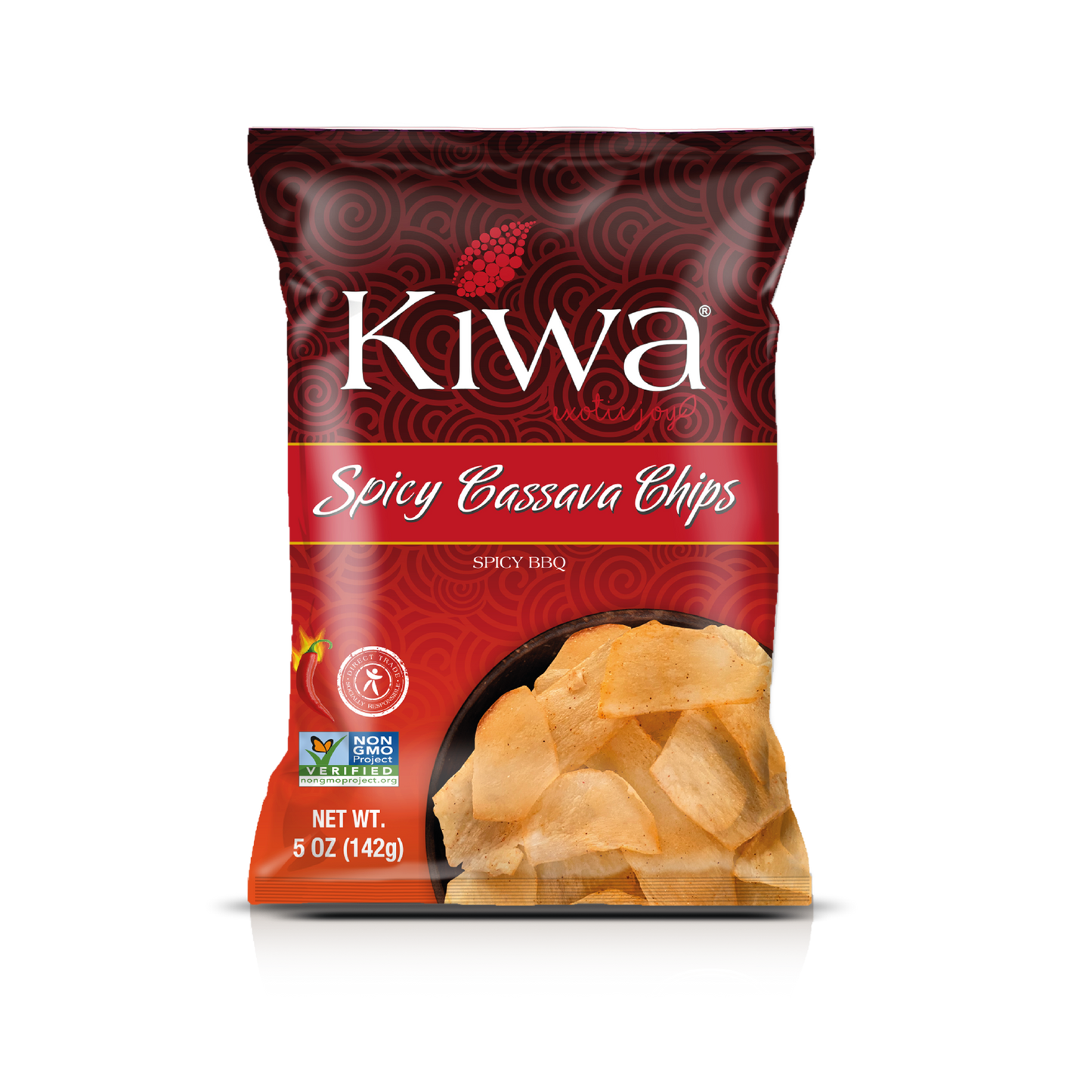 KIWA CASSAVA SPICY BBQ CHIPS - PACK 5OZ X 4U