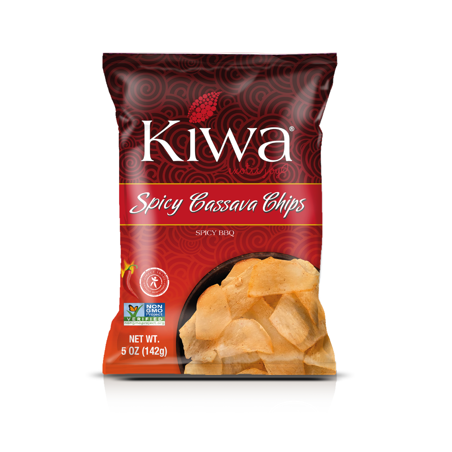 KIWA CASSAVA SPICY BBQ CHIPS - PACK 5OZ X 4U