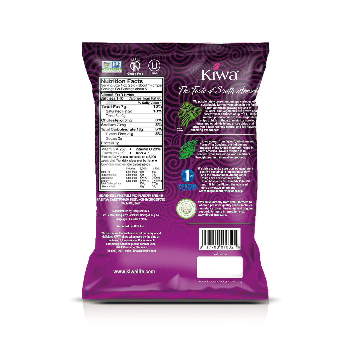 KIWA VEGETABLE CHIPS MIX PACK 5.25OZ x 4U
