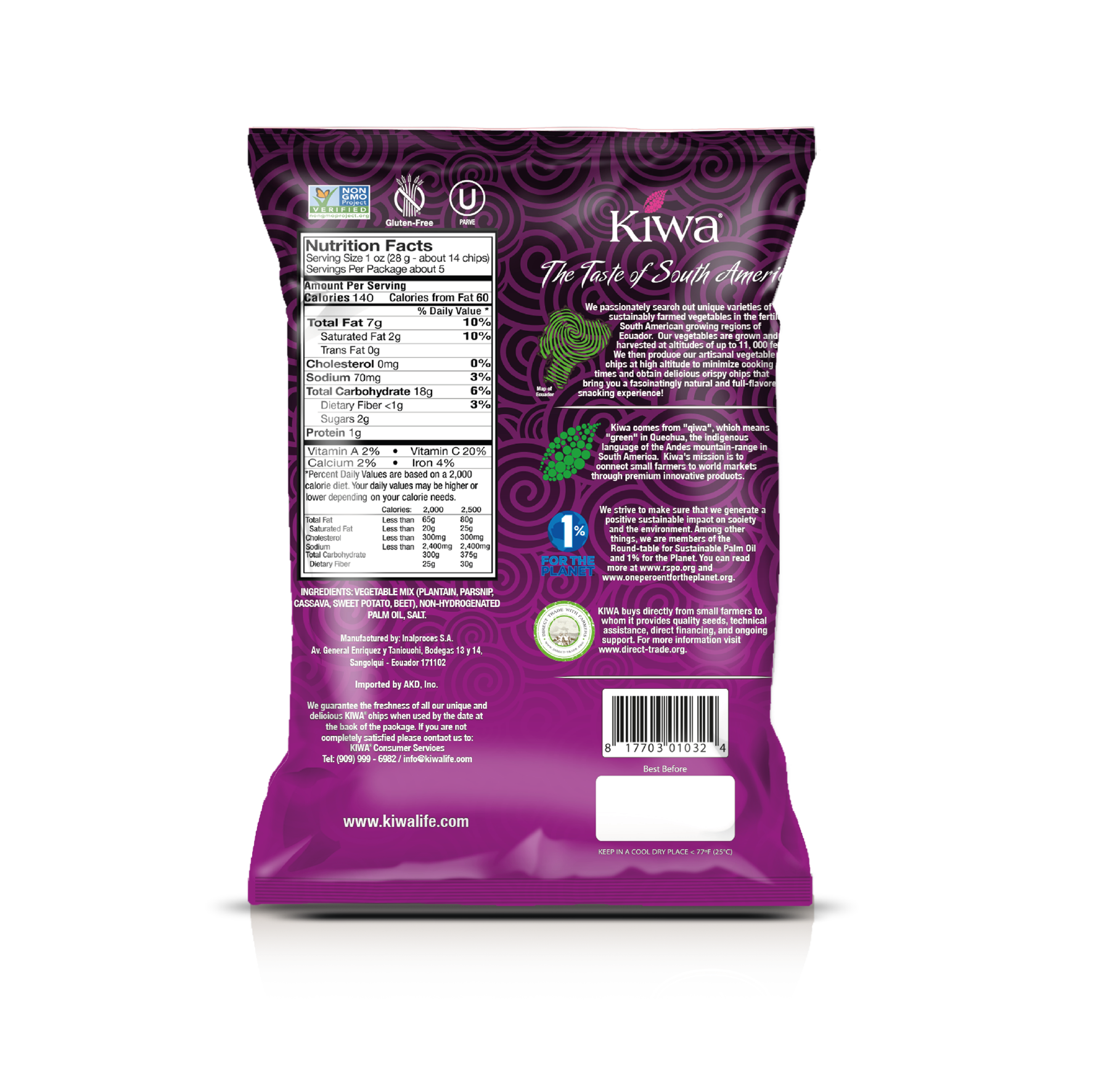 KIWA VEGETABLE CHIPS MIX PACK 5.25OZ x 4U